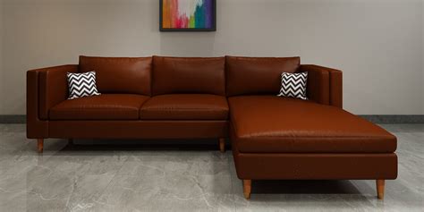 Buy Lima Leatherette Lhs Sectional Sofa In Brown Colour At Off By