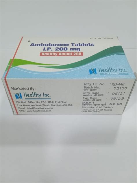 HEALTHY AMIOD 200 Amiodarone Tablets 200mg Healthy Life Pharma Pvt Ltd