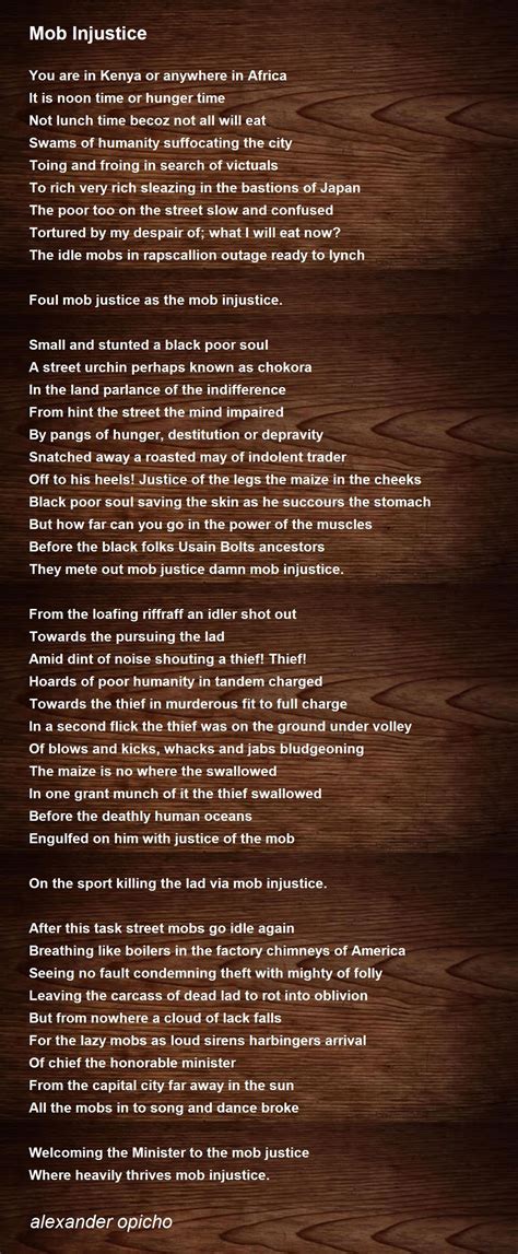 Mob Injustice Mob Injustice Poem By Alexander Opicho