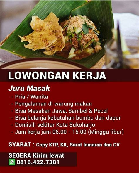 Lowongan Kerja Juru Masak Di Solo Info Loker Solo