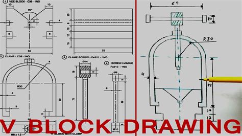 V Block Assembly Drawing V Block Drawing Iti Iti Fitter 2nd Year