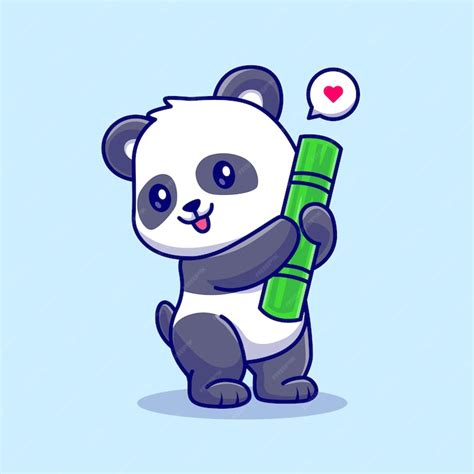 Premium Vector Cute Panda Hug Bamboo Cartoon Vector Icon Illustration