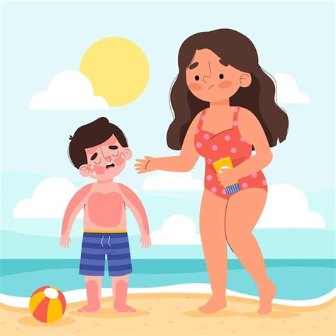 Free Vector Flat People With A Sunburn Illustrated