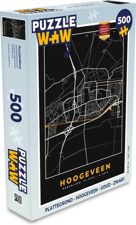 Puzzel Plattegrond Hoogeveen Goud Zwart Legpuzzel Puzzel 500