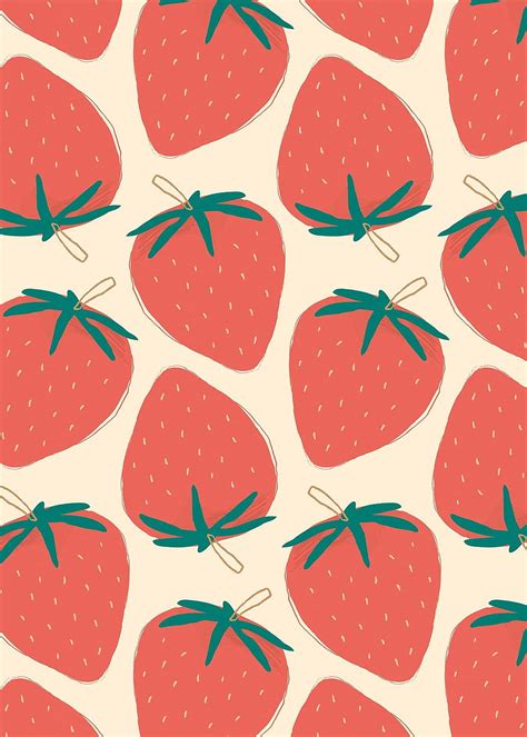 Premium Illustration Of Cute Strawberry Pattern Pastel Backgrounds