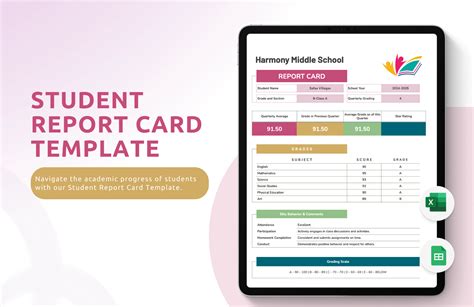 Report Card Templates In Excel Microsoft Excel School Report Card Template