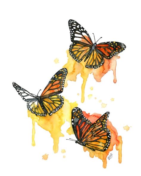 Watercolor Monarch Butterfly Painting Print Titled