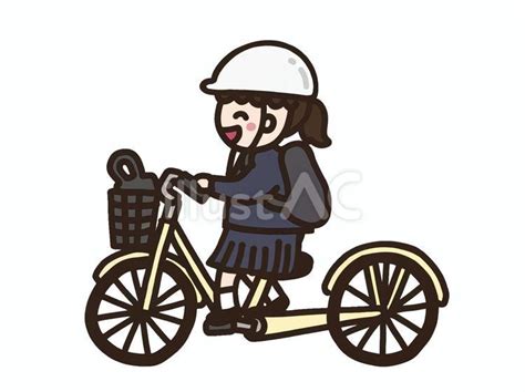 ヘルメットをかぶって自転車に乗る女の子イラスト No 23730111／無料イラストフリー素材なら「イラストac」