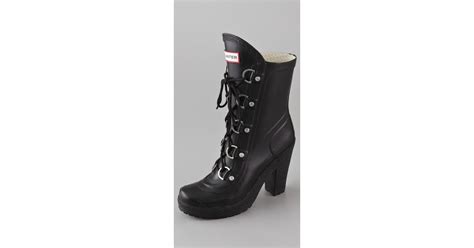 Hunter Gabby Lace Up High Heel Boots In Black Lyst