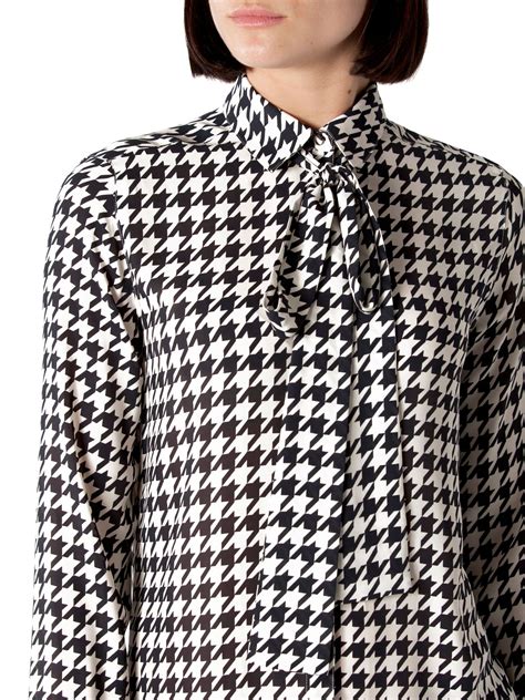 Tommy Hilfiger Houndstooth Print Blouse In Black White Lyst