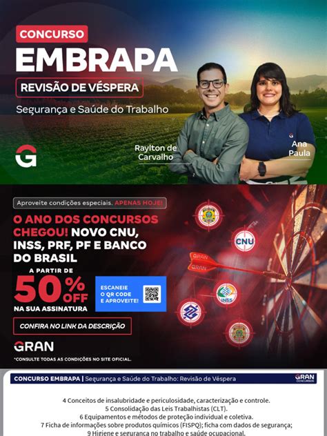 Concurso Embrapa O Que Levar - Concurso EMBRAPA Segurança e Saúde Do Trabalho Revisão de Véspera ...