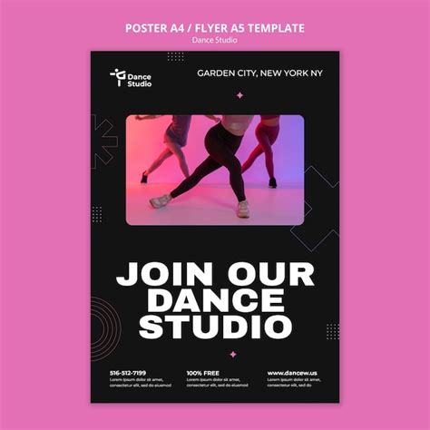 Premium Psd Dance Studio Vertical Poster Template With Minimalistic