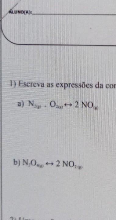 Escreva As Express Es Da Constante De Equil Brio Em Termos De