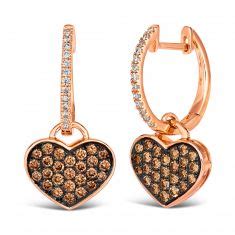 Le Vian 5 8ctw Chocolate Diamonds And Nude Diamonds In 14k Strawberry Gold Heart Earrings