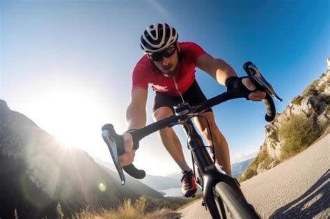 Ciclista Profissional Em Trens De Capacete Protetores Na Estrada De