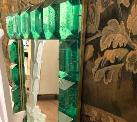 Large Emerald Green Murano Glass Mirror At 1stdibs