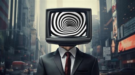 Premium Ai Image A Man With A Television Instead Of A Head Broadcasting Propaganda News