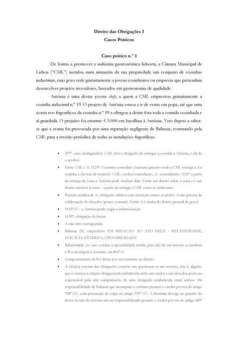 Direito Das Obriga Es I Casos Pr Ticos Meus Direito Das Obriga Es