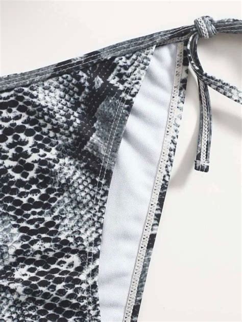 Snakeskin Print Triangle Bikini Swimsuit Women S Fashion Swimwear