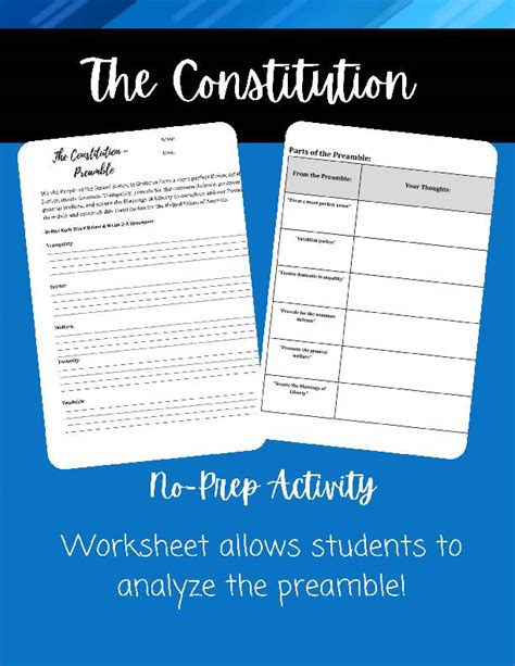 Introduction to the Constitution- Preamble Activity | No Prep ... - Worksheets Library