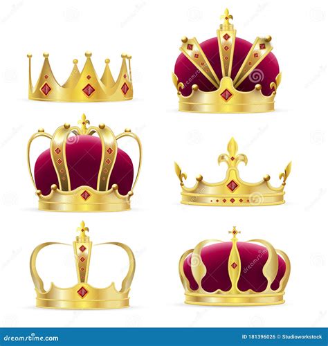 Realistic Golden Crown Vector For King Or Queen Stock Vector