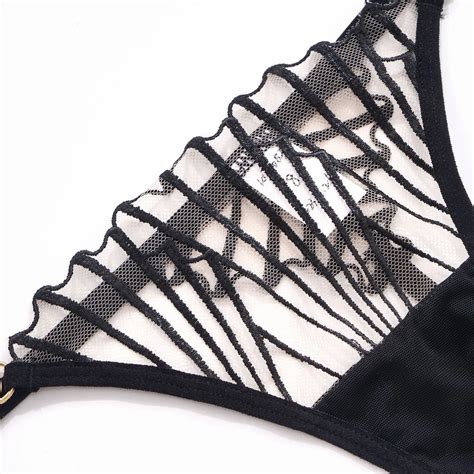 See Through Transparent Mesh Bra Briefs Sets Women Lingerie Sexy Hot Bikini Thong With Lift Up