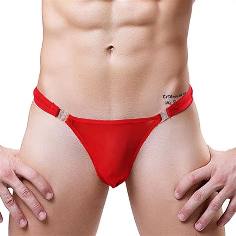 See Through Men Thong Underwear Sexy Ultra Thin Transparent Mesh Gay G String Low Waist Male
