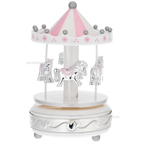 Carousel With Musical Box Bagutta Cm 10 H 18 White And Pink Carousel