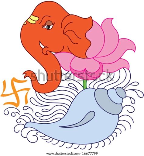 Ganesha Elephant God Shankh Conch Stock Vector Royalty Free 16677799