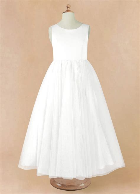 Azazie Muni Diamond White A Line Bow Tulle Dress Azazie