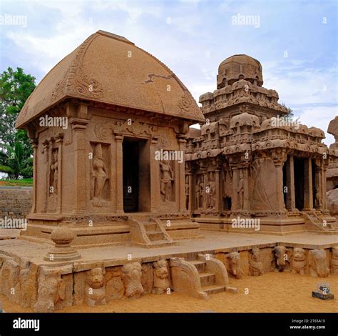 Seventh Century Pancha Rathas Five Chariots At Mahabalipuram On The