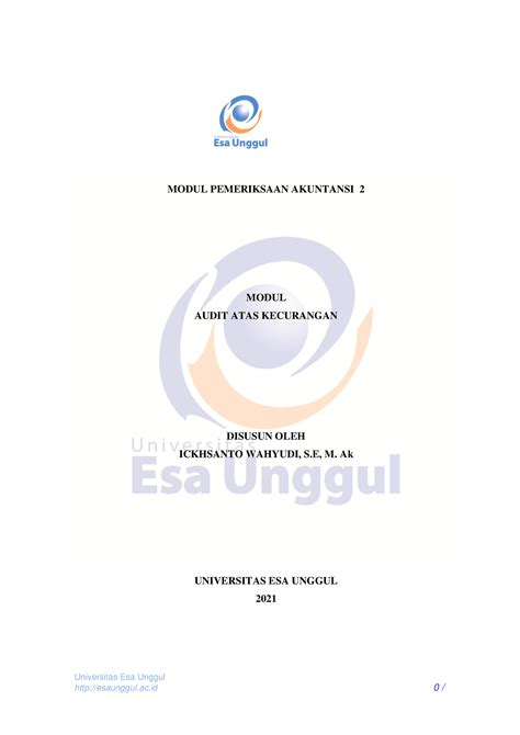 Pemeriksaan Akuntansi 2 BAB 13 Universitas Esa Unggul Esaunggul Ac 0