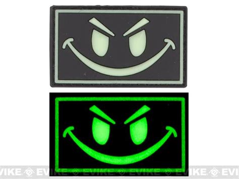 Matrix Smiley Face Glow In The Dark Pvc Iff Hook And Loop Patch