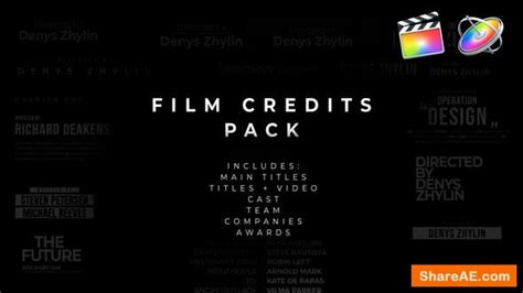 Videohive Film Credits Pack For Apple Motion And Fcpx Free After