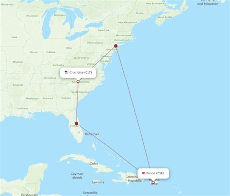 All Flight Routes From Charlotte To Ponce Clt To Pse Flight Routes