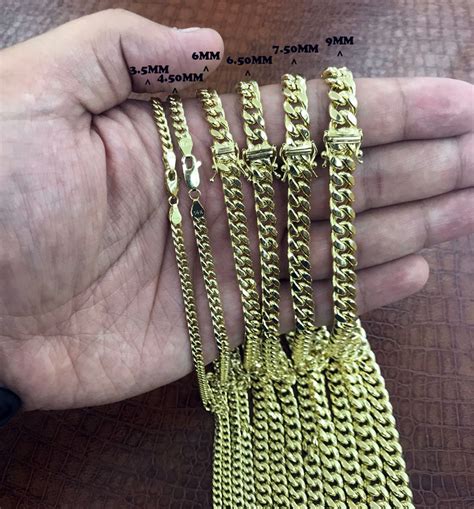 Buy 14k Yellow Gold Hollow Miami Cuban Link Chain 18 24 Inches 9mm