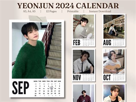 Txt Yeonjun Calendar 2024 A3 A4 A5 Pdf Txt Digital Calendar Desk And