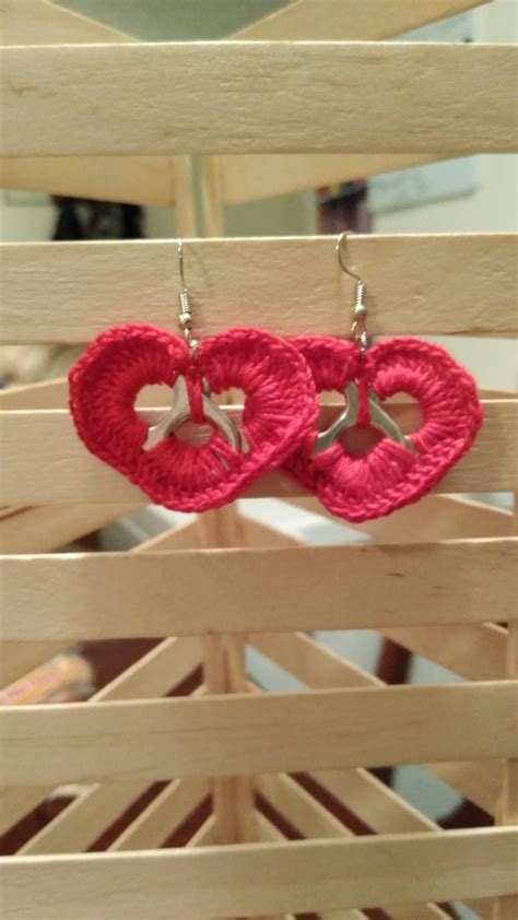 Heart Earrings Creation Crochet Earrings Pop Tabs