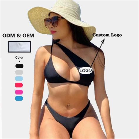 Custom Wholesale Two Piece Swimsuit Thong One Shoulder Bikini Micro