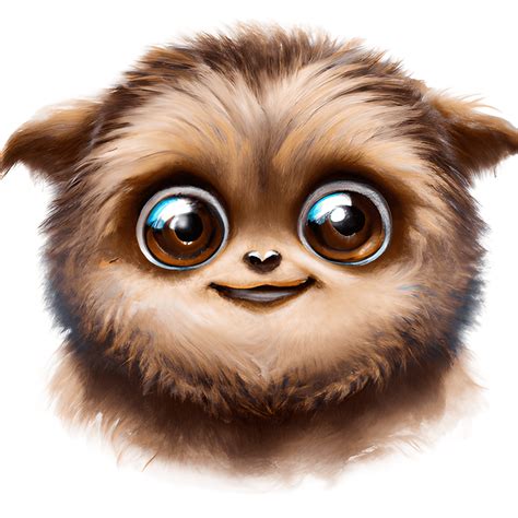 Cute And Adorable Little Ewok Big Eyes Smiling Heart Character Magical