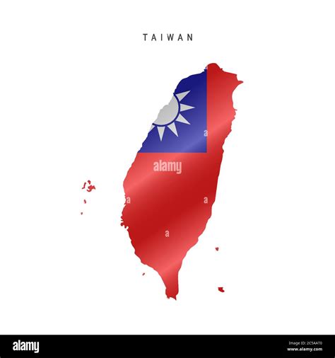 Detailed Waving Flag Map Of Taiwan Vector Map With Masked Flag Stock