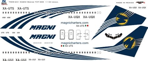 8aDecs Decals Catalogue Magnicharters Boeing 737 DECALSET