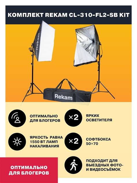 Студийный свет Rekam CL-310-FL2-SB Kit. Комплект постоянного света из ...