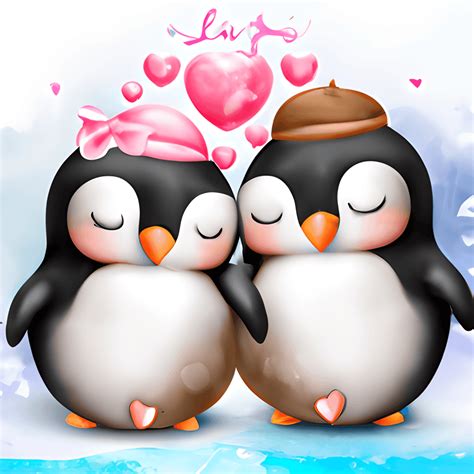 Cute Valentine Penguins Chibi Style Graphic · Creative Fabrica