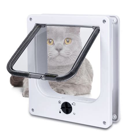 Upgraded Magnetic Cat Door Flap | 4-Way Locking for Interior/Exterior