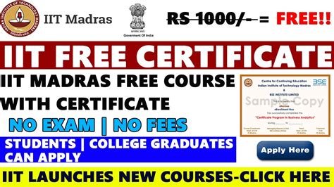 Iit Free Certificate Iit Madras Certificate Free Certification