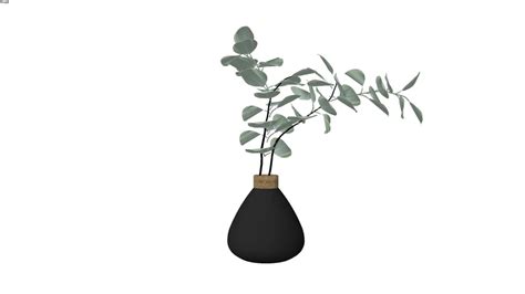 Black And Wood Vase With Greenery 3d Warehouse