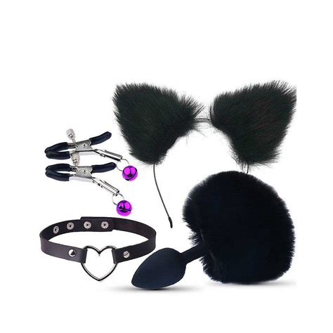 Kit Plug Anal Tiara De Orelha Grampos Para Os Seios Em Metal E Gargantilha Secret Xshop