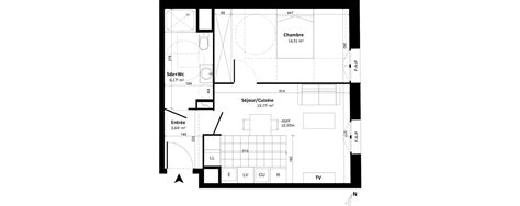 Plan Appartement T2 De 44 12 M² à Rénover à Tours Résidence « Lhôtel