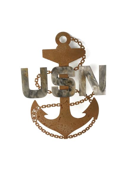 US NAVY Chief Petty Officer Fouled Anchor Rustic Metal Wall or Yard ...